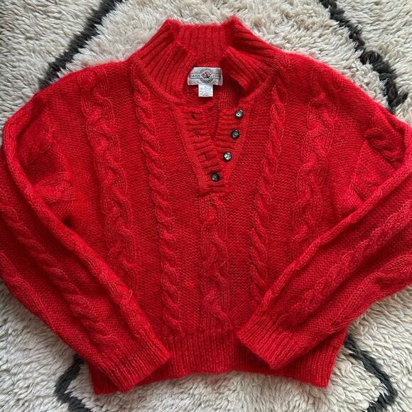 Vintage CABIN FEVER Mohair Cable Knit Sweater red Womens - Picture 1 of 16